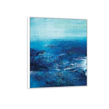 Imagem de MUHJDYC Zao Wou-ki Pintura famosa abstrata - imagem de arte em tela - arte de parede para sala de estar - reprodução de impressões (4,02) moldura branca 20x25cm-8x10in