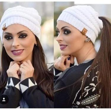 Imagem de Touca Inverno Gorro de Lã Feminina Com Furo Para Rabo De Cavalo - Supr