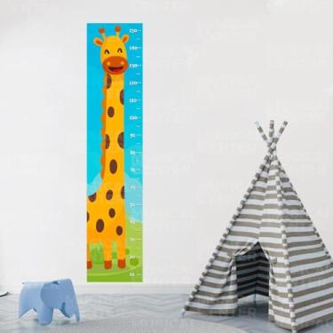 Imagem de Papel de Parede Decorativo Infantil Régua Girafa Lavável Seguro Fácil Aplicação Ideal Quarto Bebê Criança Decoração Menina Menino Área Kids