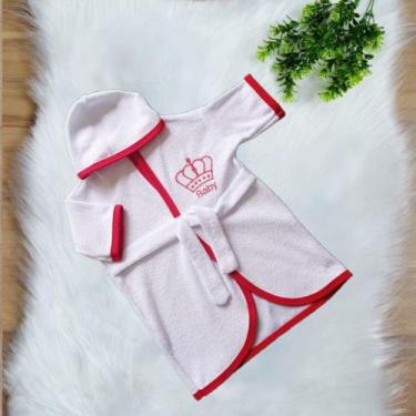 Imagem de Roupão De Banho Bordado Bebe com Capuz Infantil Atoalhado Menina Menin