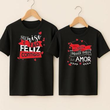 Imagem de Camiseta Algodão Casal Estampa Velha Infância Letra Música Fofa Presen