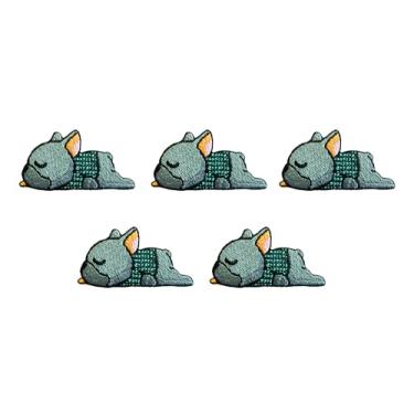 Imagem de TH88 Conjunto de 5 peças Mini Bulldog Francês Filhote de Cachorro Remendos Bonito Logotipo de Desenho Animado 11 Patches Costurar Ferro em Aplique Bordado Emblema Sinal Remendo Roupas DIY Fantasia