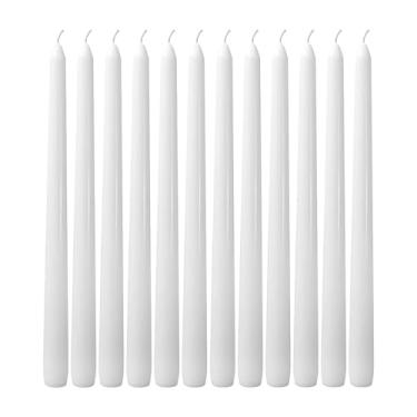 Imagem de CANDLESEE Pacote com 12 velas brancas afuniladas de 25,4 cm, castiçais sem cheiro e sem fumaça 7-8H longo tempo de queima - Cera de parafina ideal para casamento, férias, mesa de jantar, decoração de
