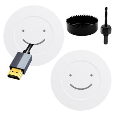 Imagem de Kit de ocultação de fios de TV para TV de montagem na parede – Kit de gerenciamento de cabos de parede com 2 passagens, suportes de bloqueio e acessório de broca de serra de furo