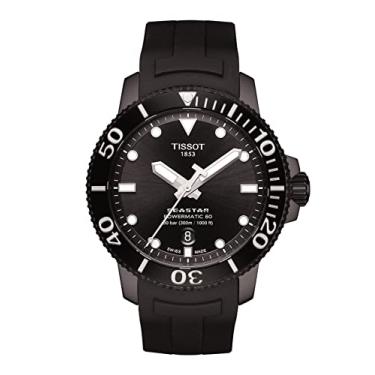 Imagem de Tissot Relógio masculino Seastar 660/1000 aço inoxidável casual preto T1204073705100, Preto