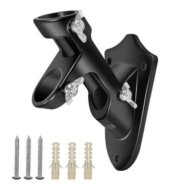 Imagem de Suporte de mastro de bandeira Yeesun, suporte de liga de alumínio de 2,54 cm de diâmetro interno, 3 grampos de fixação mais sólidos para mastro de mastro de casa em trilho de varanda e parede (preto)