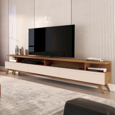 Imagem de Rack para TV 86 Polegadas Vivare 3 Gavetas Freijó/Off White - Giga Móv