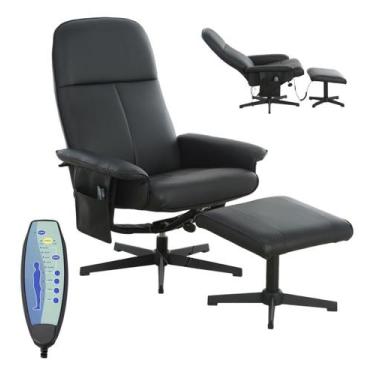 Imagem de Poltrona De Massagem Reclinável Apoio De Pés Preta Londres - Importway