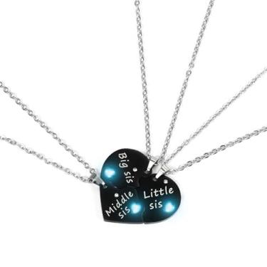 Imagem de ATLVXJL Conjunto de colar com pingente de quebra-cabeça de amizade BFF de aço inoxidável, 3 peças, com função luminosa