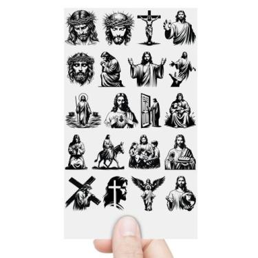 Imagem de Cartela 20 Adesivos Jesus Cristo Cordeiro de Deus Fé DTF UV - Graviart