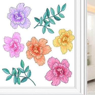 Imagem de Película de janela de privacidade de flores, textura de estilo floral, filme de vidro para sala de estar e escritório em casa, L90 x C 190 cm