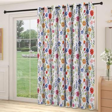 Imagem de Divisória de parede em aquarela, divisória de parede, estampa floral, folhas e flores silvestres, abstrato, botânico, para quarto, jardim de infância, sala de estar, L 236 x C 274 cm, azul violeta