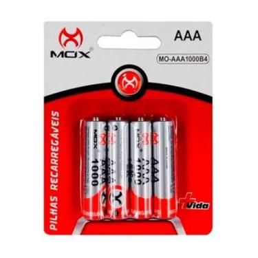Imagem de Pilha AAAc Recarregável 1000 mah Mox Recarregáveis Palito Cartela 04 U