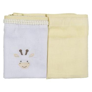 Imagem de Fralda para Bebê Luxo Pinte e Borde Bublim Petit Lisa com Bordado, pompom e Vies - pacote com 2 unidades - Girafa Creme