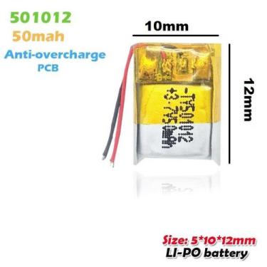 Imagem de (1pc) Bateria 50 Mah 3,7v 2 Fios 5mm X 10mm X 12mm 501012 - bgb