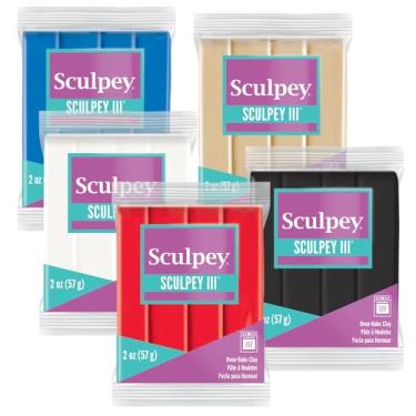 Imagem de Sculpey III® Polymer Oven-Bake Clay, Non Toxic, Five Piece 2 oz. Bars Basic Colors Multi-Pack, Great for Modeling, Sculpting, Holiday, DIY, Mixed Media and School Projects.