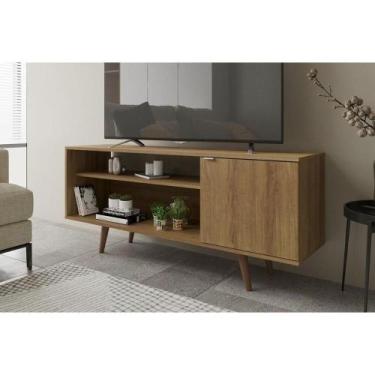 Imagem de Rack Bancada p/ TV até 50 Pol R1486 c/ 1 Porta e 2 Nichos136cm Amêndoa