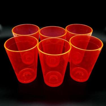 Imagem de Kit com 10 Copos Boteco Brasil Neon Rosa 190 ml Poliestireno super res