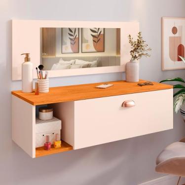 Imagem de Penteadeira Suspensa Make Up Espelho, Gaveta, Nicho, Divisória, Puxado