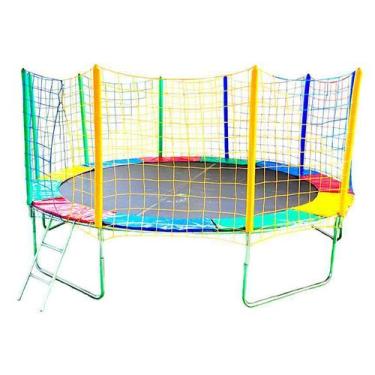 Imagem de Cama elastica 3,66m colorida 100% nacional - suporta 215 kg - TRAMPOLI