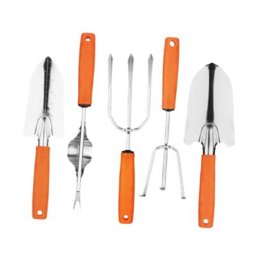 Imagem de Fenteer 5x Mini pás de aço inoxidável para ferramentas de jardinagem, garfo versátil, capinador utilitário, ancinho manual para transplante de solo solto em