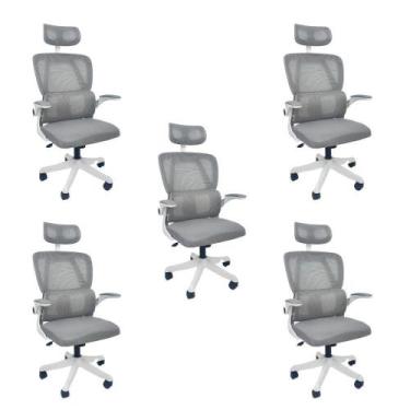 Imagem de Kit 5 Cadeiras de Escritório Presidente Executiva Oficial Legacy Cinza