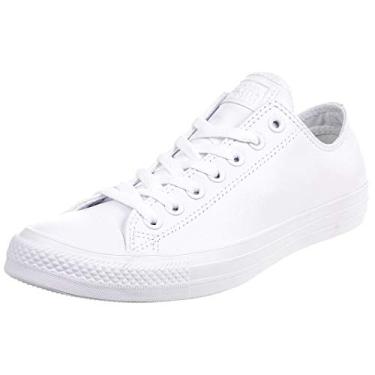 Imagem de Converse Chuck Taylor All Star Cano baixo de couro, Branco monocromático, 8.5 Women/6.5 Men