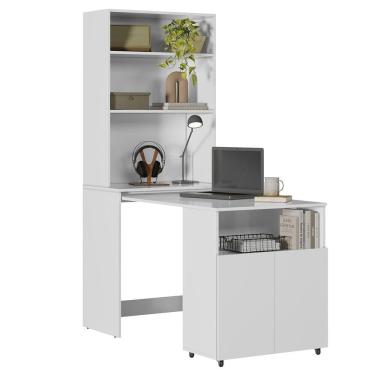 Imagem de Estante Escrivaninha Com Mesa Bancada Retrátil Salt Branco Z06 - Mpozenato