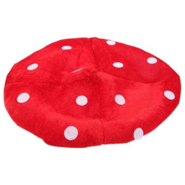 Imagem de NUOBESTY Chapéu de cogumelo vermelho boina divertido chapéu Lolita Kawaii planta cosplay boné (branco e vermelho)