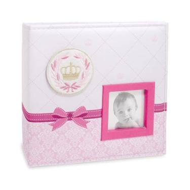 Imagem de Álbum de Fotos do Bebê Coroa - Rosa - 100 Fotos 10x15 + 50 Fotos 15x21 - 24,5x23 cm