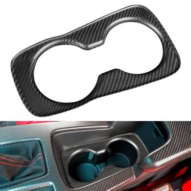 Imagem de JSWAN Capa de suporte de copo frontal de fibra de carbono para 11ª geração Civic Type r FL5 Typer console central copo de água capa de moldura capa de painel de pia acessórios interiores (preto fosco)