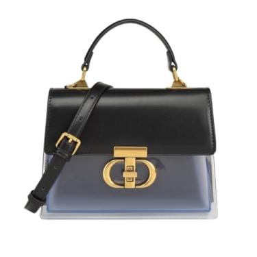 Imagem de MIFORINES Bolsa tiracolo transparente com fecho de bloqueio de virada feminina bolsa carteiro, Preto, Bolsa