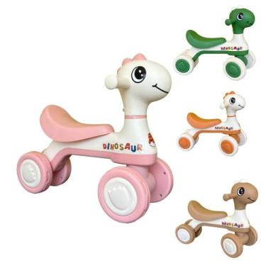 Imagem de Motoca Infantil De Equilíbrio C/ Luz E Som Dino Rosa - HK Brinquedos