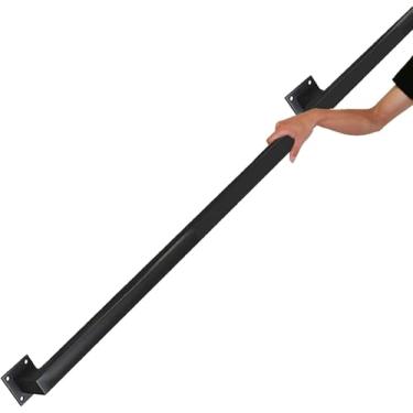 Imagem de Escadas Hadrail Baister - Safety Had Rail Com Suportes De Parede Escada Assistida Railig Water Pipe Para Idoors Ad Outdoors Black Square Wall Balaústre Foot Rail Support, 3ft/90cm