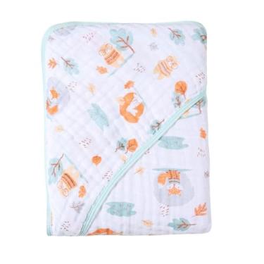 Imagem de Toalha com Capuz para Bebê – 100% Algodão Forrada com Fralda Soft – Alta Absorção – Estampas Variadas – 80x80 cm – Loja Era Uma Vez (Bosque, Padrão)