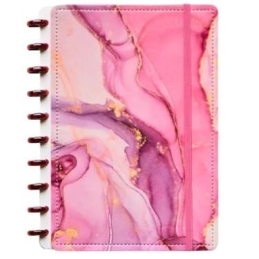 Imagem de Caderno de Discos Inteligente, Médio B5, Marbled Pink, 190x255mm, Capa Dura em Couro, 80 folhas pautadas
