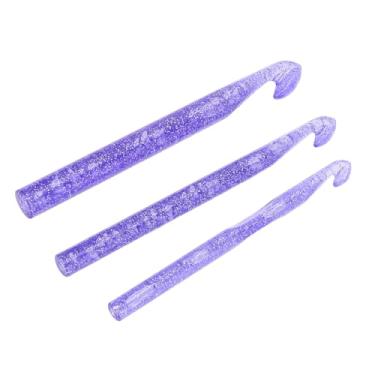 Imagem de LiebeWH 3pcs Ergonômico Crochet Ganchos Transparente Lantejoula Plástico Crochet Agulhas 10mm 12mm 15mm Crotchet Ganchos Acessórios para Tricô Sweater Scarf Hat