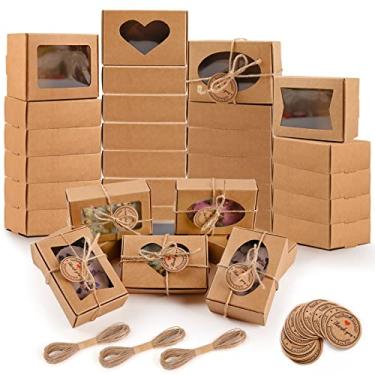 Imagem de Moukiween 32 caixas de sabão com janela, 8 x 6 x 3 cm, caixas de papel kraft com janelas, suprimentos para embalagem de sabão caseiro