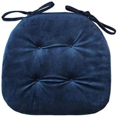 Imagem de Almofada De Assento Para Cadeira De Jantar, 17x16 Polegadas, Almofada De Cadeira Arredondada De Veludo Com Dois Laços Almofada Antiderrapante Para Cadeira De Esc, Brown., 42x40cm(17x16inch)