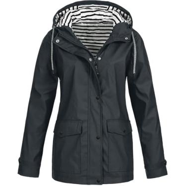 Imagem de Casaco De Chuva Feminino Impermeável Ativo Ao Ar Livre Jaqueta De Chuva Leve Com Zíper Jaqueta De Ciclismo Capa De Chuva Corta-vento Com Capuz, Pink, XL