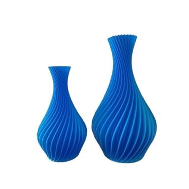 Imagem de Kit 2 Vasos Decorativos em Espiral Impressão 3D (Azul claro)