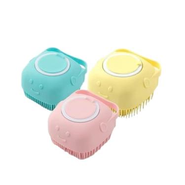Imagem de Esponja De Silicone Para Banho Com Dispenser Shampoo Sabonete Escova Pets Crianças Adultos