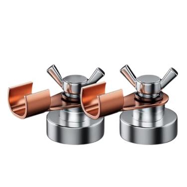 Imagem de 2 peças de ferramenta de grampo de aterramento auxiliar de soldagem magnética, cabeça magnética de soldagem forte sucção magnética, acessórios de soldagem de cauda de cobre grampos estabilizadores