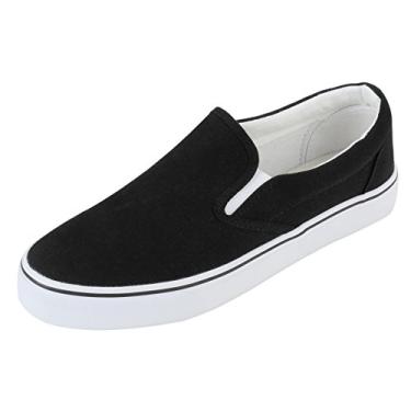 Imagem de UJoowalk Tênis de skate feminino de lona sem cadarço, Preto, 39