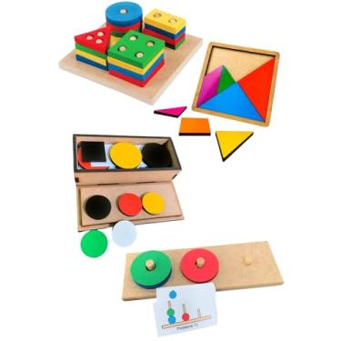 Imagem de Kit 4 Brinquedos - FORMAS GEOMÉTRICAS + TANGRAM + TESTE TOKEN + TORRE LONDRES