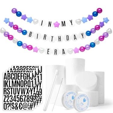 Imagem de GOGOSO Pulseira Gigante Da Amizade Faça Você Mesmo, Faixa De Aniversário - Guirlanda Personalizada, Decoração Malha Com Círculos Espuma E 50 Bolinhas Plástico Para Piscina Festa Temática (Azul Roxo)