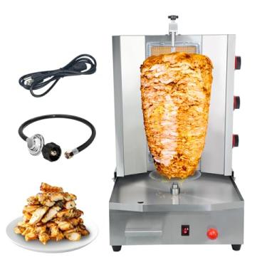 Imagem de YYUIXUNLI Máquina de churrasqueira vertical comercial Shawarma com 3 bocas para churrasqueira turca Doner Kebab para cozinha e restaurante