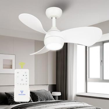 Imagem de FANSHAIN Ventilador de teto com luz para quarto: Ventilador de teto silencioso pequeno de 76 cm com controle remoto - 6 velocidades e 3CCT - Motor DC reversível - Uso interno e externo - 3 lâminas