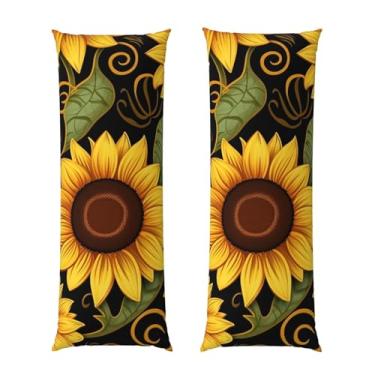 Imagem de Capa de travesseiro corporal com zíper oculto, fronha longa de microfibra macia e respirável para travesseiro corporal, lindas capas de travesseiro de girassol para dormir, presente de cama, 50 x 137