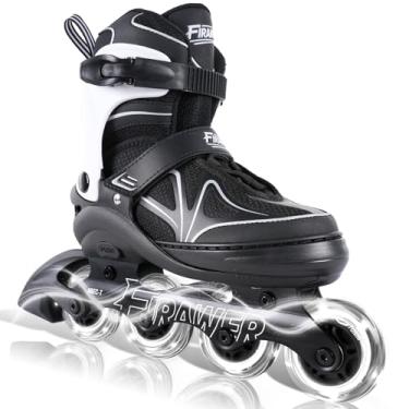 Imagem de Patins em linha ajustáveis para crianças de 4 a 12 anos, patins infantis Inlie para meninas e meninos de 5 a 8 a 12 anos com rodas de iluminação total, patins para iniciantes e adultos